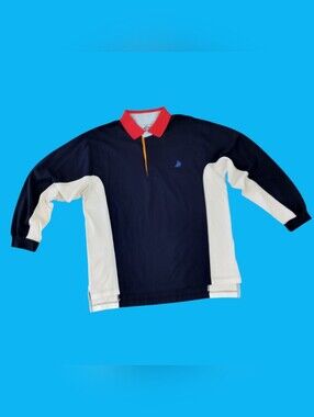 Cambridge Classics Colorblock Rugby Shirt Men’s Large Navy/White Long Sleeve